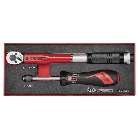 Teng Tools 1/4 Inch Drive Torque Set 1-25 Nm 2 Piece Torque Screwdriver And Torque Wrench Set TEZSD02
